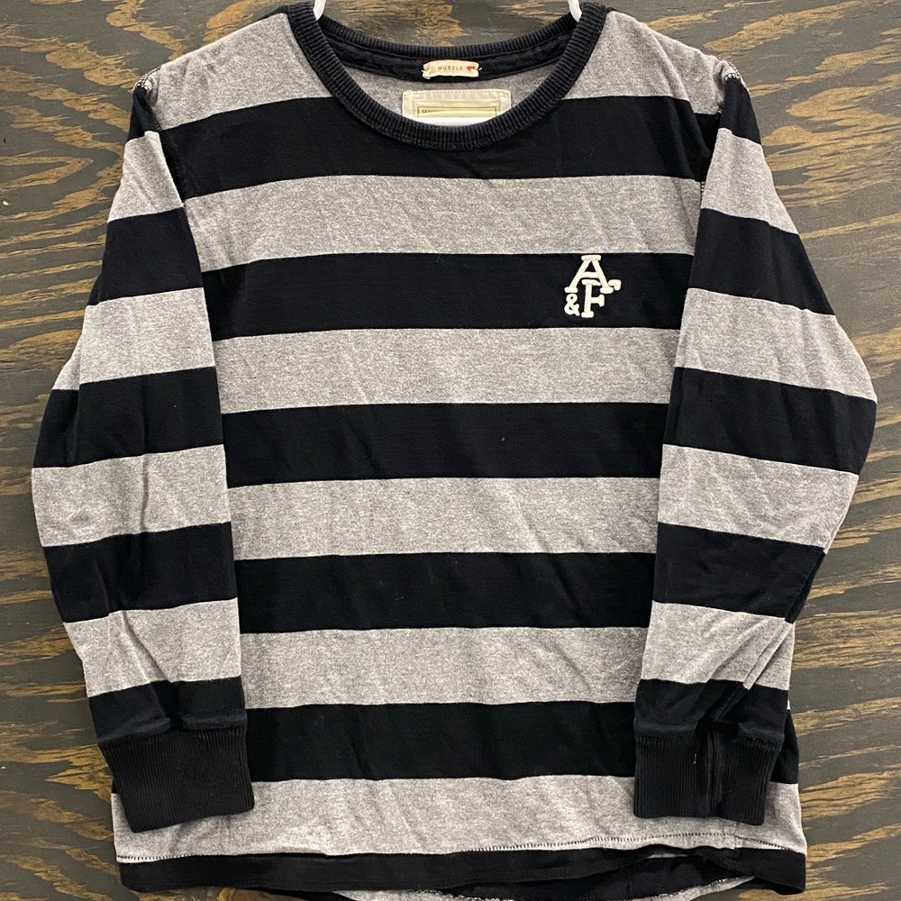 Y2K Abercrombie & Fitch Men’s L Muscle Fit Long Sleeve Rugby Stripe Shirt